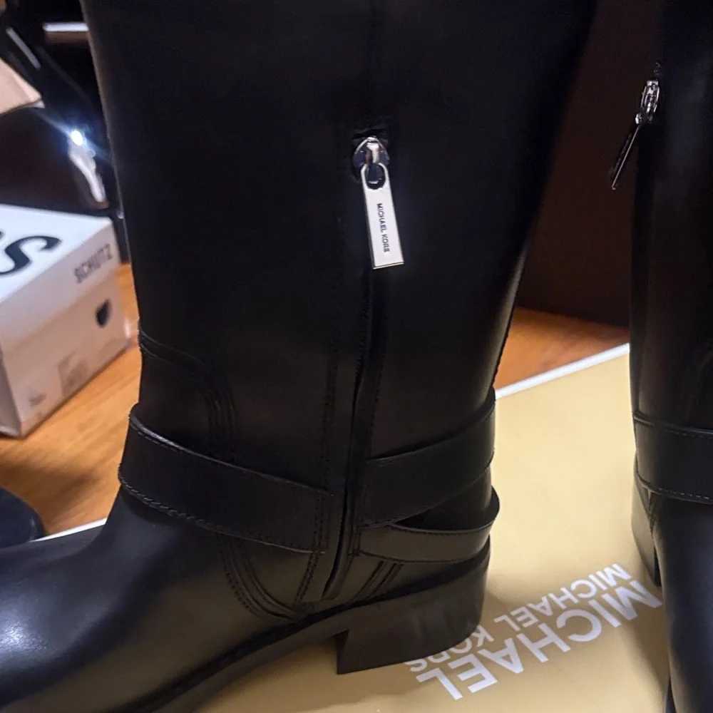 Michael Kors Black Leather Combat Boots - Picture 9 of 13